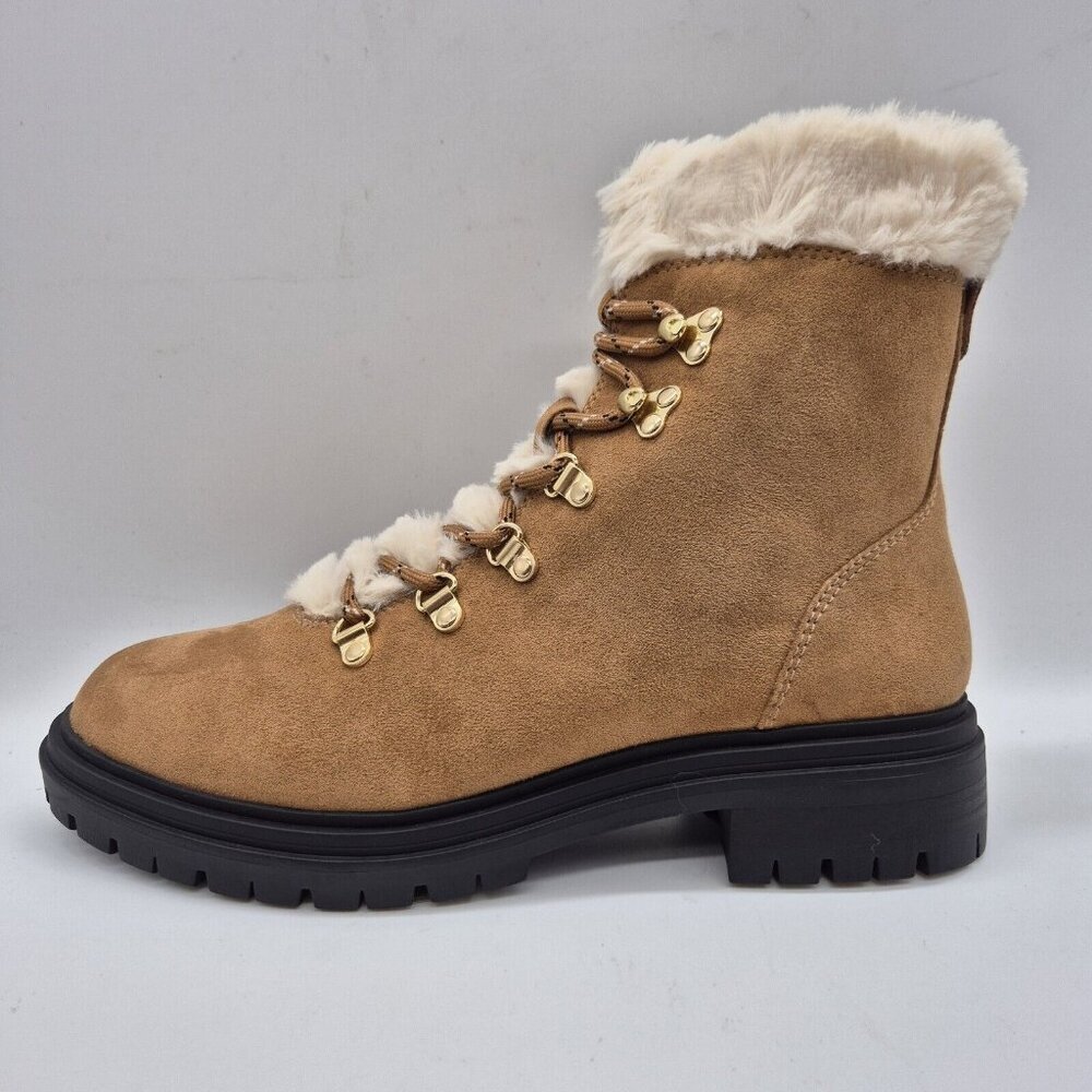 J. Crew Women's Faux Fur Winter Hiking Boots Size 10.5 Chestnut Brown